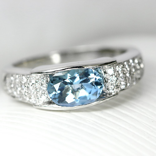 第164回抽選販売＞アクアマリン 1.05ct ダイヤモンド プラチナ リング