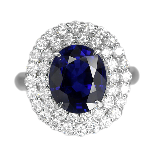 ロイヤルブルーサファイア 4.1ct ダイヤモンド プラチナ リング（指輪