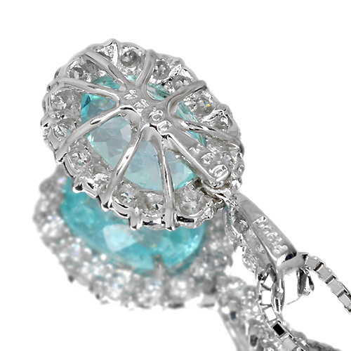 パライバトルマリン 約1ct ダイヤモンド プラチナ ネックレス【品質