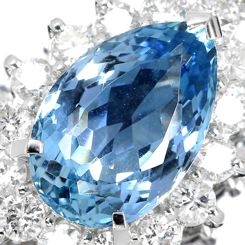 アクアマリン 3.39ct ダイヤモンド プラチナ ネックレス【品質保証書