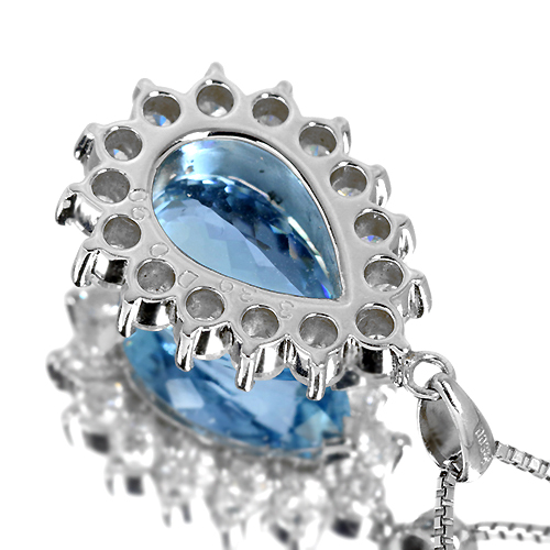 アクアマリン 3.39ct ダイヤモンド プラチナ ネックレス【品質保証書