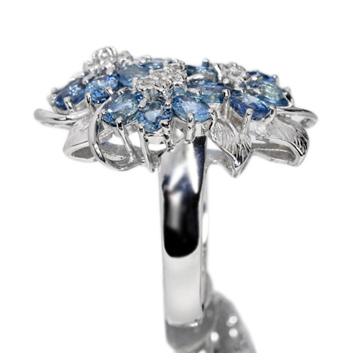アクアマリン 2.58ct ダイヤモンド ホワイトゴールド リング