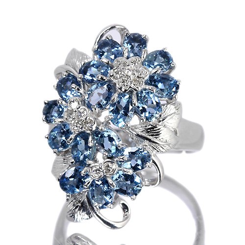 アクアマリン 2.58ct ダイヤモンド ホワイトゴールド リング