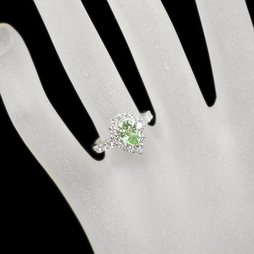 ミントガーネット 1.38ct ダイヤモンド プラチナ リング（指輪）【品質