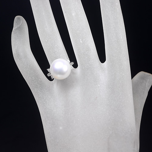南洋白蝶真珠(パール) 13.0mm ダイヤモンド 0.42ct プラチナ リング 