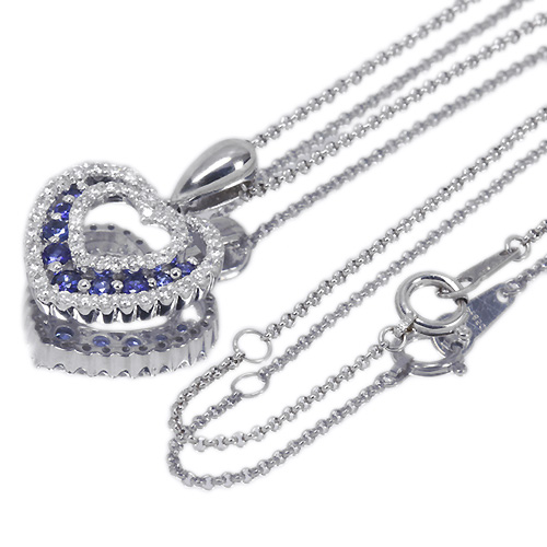 ブルーサファイア 0.32ct ダイヤモンド0.34ct プラチナ ネックレス 