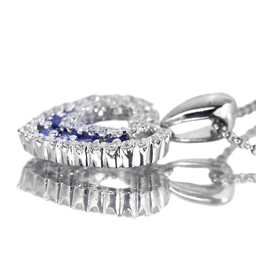 ブルーサファイア 0.32ct ダイヤモンド0.34ct プラチナ ネックレス 