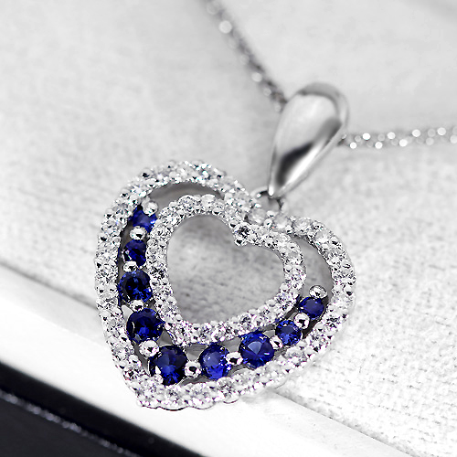 ブルーサファイア 0.32ct ダイヤモンド0.34ct プラチナ ネックレス 
