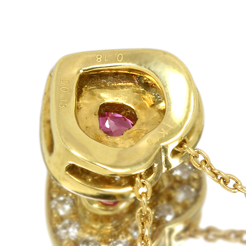 ルビー 0.18ct ダイヤモンド イエローゴールド ネックレス【品質保証書
