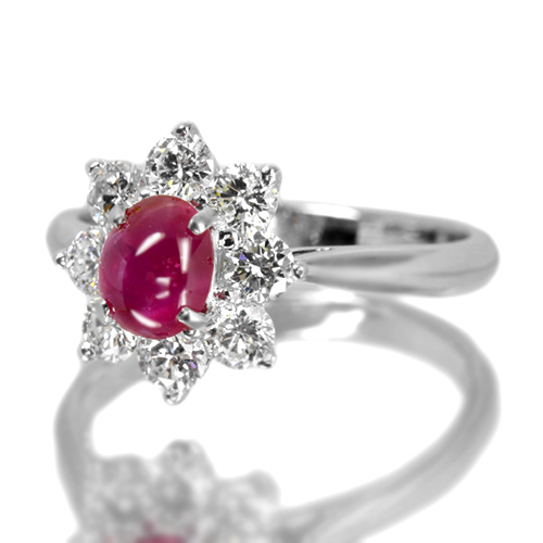 ルビー　★★ビルマ産の極上ルビーリング ⭐明日までの特別価格にお値下げ！ 中古】PT950 RUBY ビルマ産非加熱ルビーリング R0.77ct D0.70ct