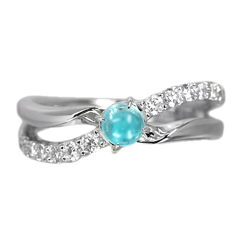 パライバトルマリン 0.33ct カボション ダイヤモンド プラチナ
