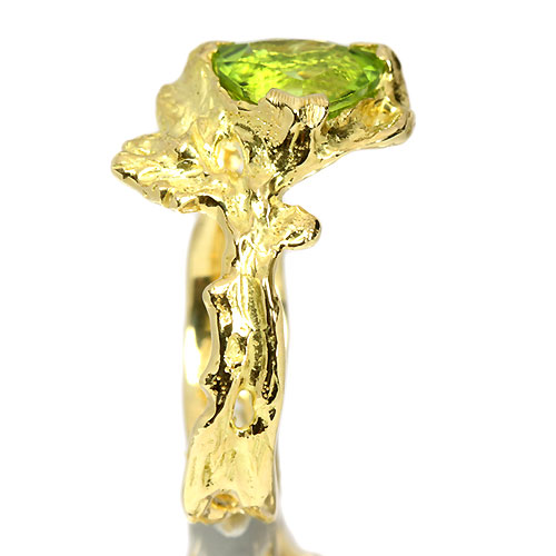 ペリドット 1.76ct ダイヤモンド イエローゴールド リング（指輪
