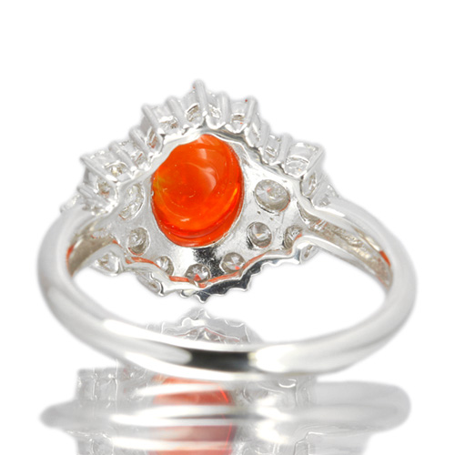 メキシコ産ファイアオパール 1.07ct ダイヤモンド プラチナ リング