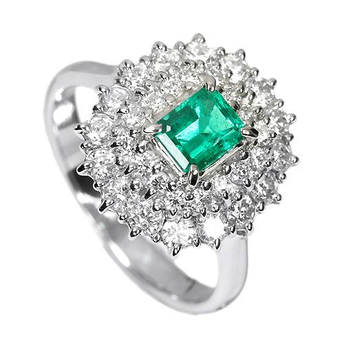 コロンビア産エメラルド 0.54ct ダイヤモンド プラチナ リング（指輪