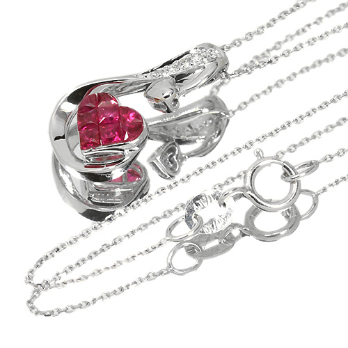 ルビー 0.47ct ハートミステリーセッティング ダイヤモンド