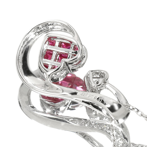 ルビー 0.47ct ハートミステリーセッティング ダイヤモンド