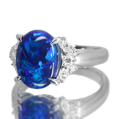 オーストラリア産ブラックオパール 3.4ct ダイヤモンド プラチナ