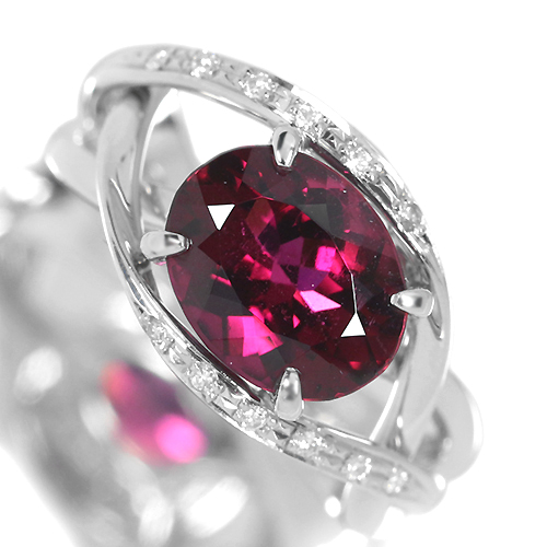 ルベライト（レッドトルマリン） 2.32ct ダイヤモンド プラチナ リング（指輪）【品質保証書/宝石鑑別書付】