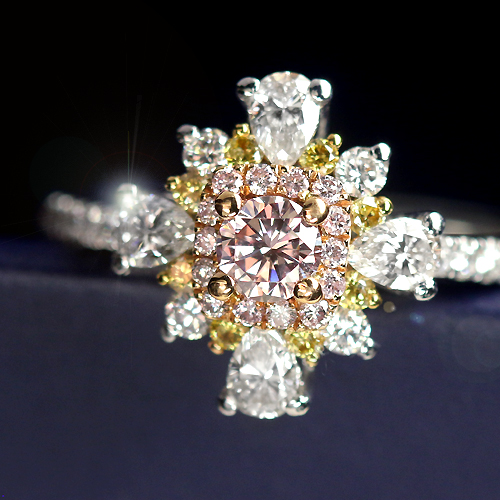 ピンクダイヤモンド 0.182ct/FLP/SI1 ピンク・イエロー＆ダイヤモンド 