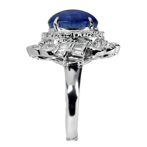スターサファイア 6.9ct ダイヤモンド プラチナ リング（指輪