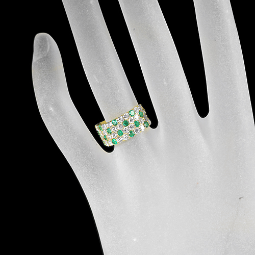 エメラルド 0.5ct ダイヤモンド イエローゴールド リング（指輪 