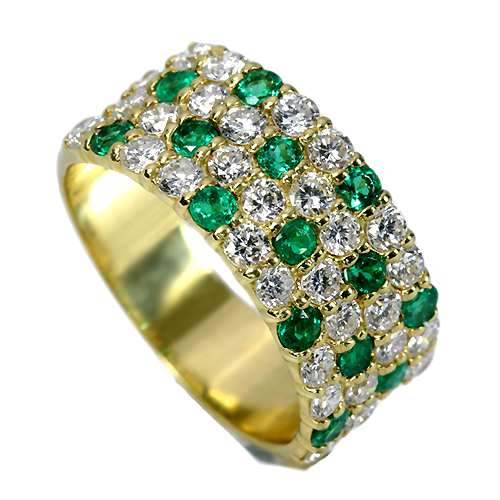 エメラルド 0.5ct ダイヤモンド イエローゴールド リング（指輪