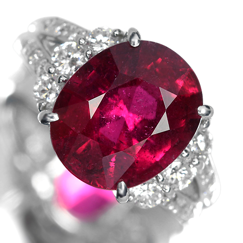 ルベライト（レッドトルマリン） 5.45ct ダイヤモンド プラチナ