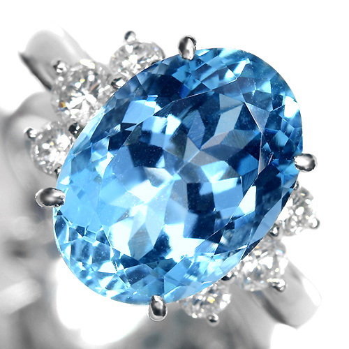 サンタマリアアクアマリン 6.69ct ダイヤモンド0.63ct プラチナ リング（指輪）【品質保証書/KGL鑑別書付】【動画あり】
