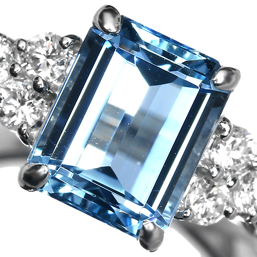 アクアマリン 2.5ct ダイヤモンド0.36ct プラチナ リング（指輪 