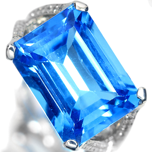 スイスブルートパーズ 13ct ダイヤモンド プラチナ リング（指輪 
