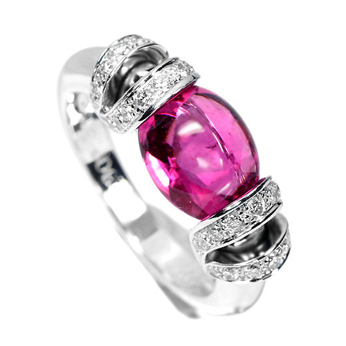 K18WGガーネット＆ピンクトルマリン・ダイヤモンドリングSize11