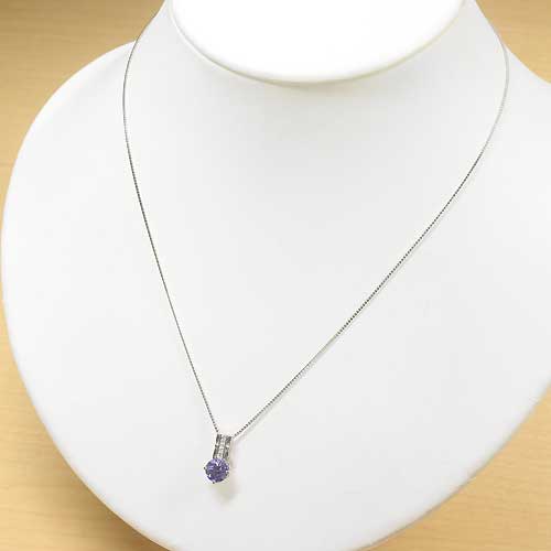 タンザナイト×ダイヤモンドプラチナペンダント／1.15ct,保証書付,長さ調整可 タンザナイト 1.15ct ダイヤモンド プラチナ ネックレス【品質保証書