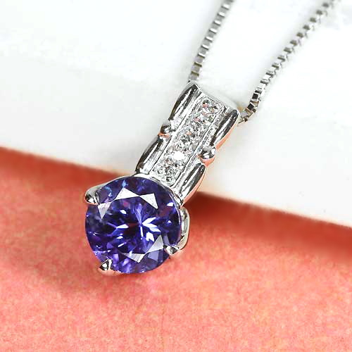 タンザナイト×ダイヤモンドプラチナペンダント／1.15ct,保証書付,長さ調整可 タンザナイト 1.15ct ダイヤモンド プラチナ ネックレス【品質保証書
