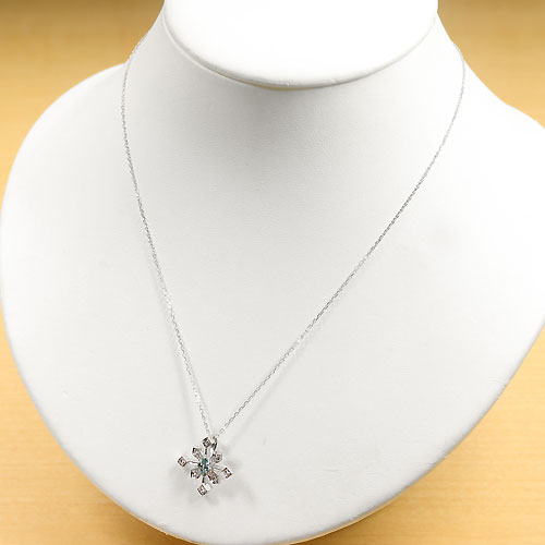 パライバトルマリン 0.1ct ダイヤモンド ホワイトゴールド ネックレス  