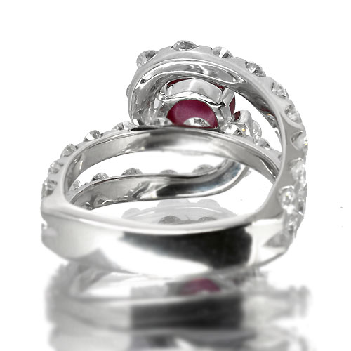 スタールビー リング D0.34ct プラチナ ダイヤ リング 指輪 ビルマ産スタールビー 2.2ct ダイヤモンド プラチナ リング