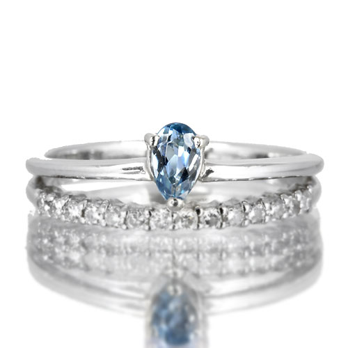 アクアマリンダイヤモンドリング　ダイヤモンド0.02ct 8e2701a48b46627e94a09122b7e1ed
