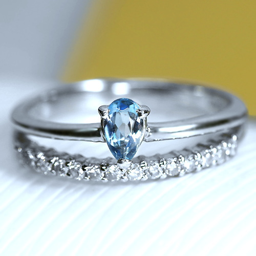 アクアマリンダイヤモンドリング　ダイヤモンド0.02ct 2.02ct天然アクアマリン リング 天然ダイヤモンド 高品質 K18