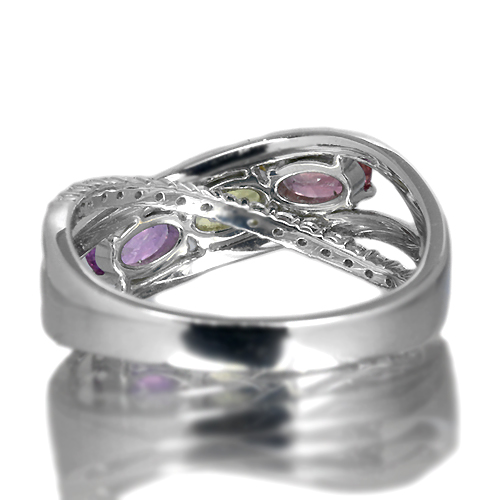 マルチカラーサファイア 1ct ダイヤモンド プラチナ リング（指輪 