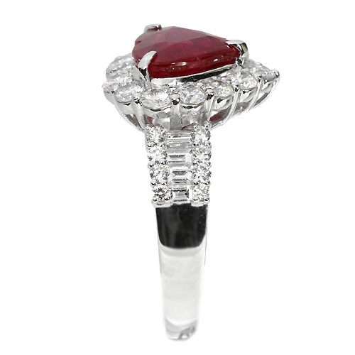 非加熱ルビー 3ct ダイヤモンド プラチナ リング（指輪）【品質保証書