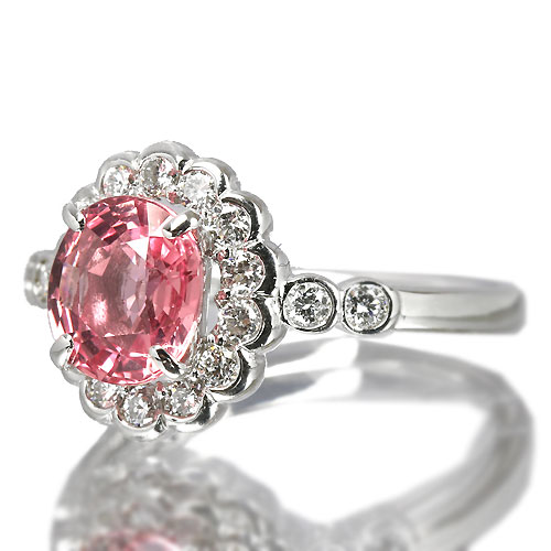 パパラチアサファイア 約2ct ダイヤモンド プラチナ リング パパラチアサファイア 約2ct ダイヤモンド プラチナ リング