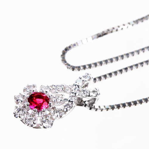 レッドベリル 0.06ct ダイヤモンド プラチナ ネックレス【品質保証書 