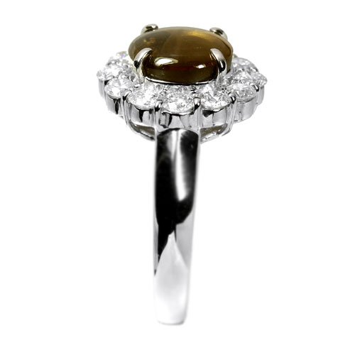 クリソベリルキャッツアイ 2.79ct ダイヤモンド プラチナ リング