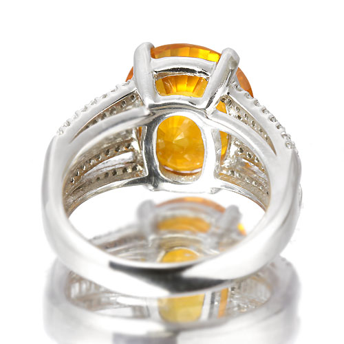 ゴールデンサファイア 10ct ダイヤモンド プラチナ リング（指輪 ...