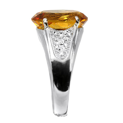 シトリン 6.15ct ダイヤモンド ホワイトゴールド リング（指輪）【品質 