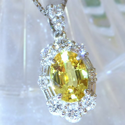 プラチナ イエローサファイア ダイヤモンド ネックレス 0.492ct