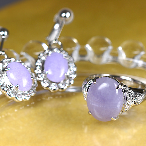 ラベンダー翡翠 7.14ct ダイヤモンド プラチナ リング（指輪）【品質