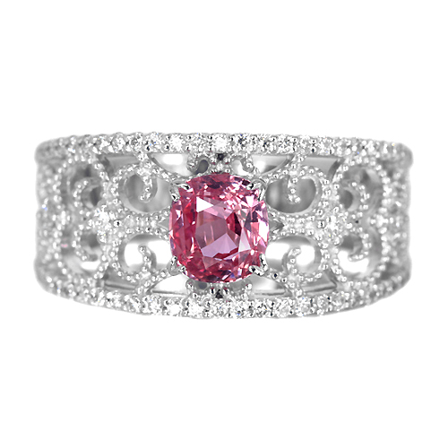 パパラチアサファイア 1.02ct ダイヤモンド プラチナ リング（指輪