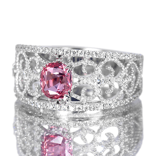パパラチアサファイア 1.02ct ダイヤモンド プラチナ リング（指輪