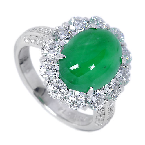 翡翠 5.14ct ダイヤモンド プラチナ リング（指輪）【品質保証書/宝石 