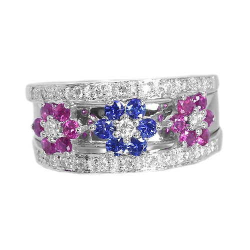 ルビー＆サファイア 0.50ct/0.25ct ダイヤモンド プラチナ